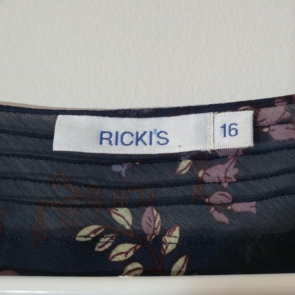 Ricki's Floral Chiffon V-Neck Blouse Size 16 Whimsigoth Poetcore Balloon Sleeve - Picture 8 of 14